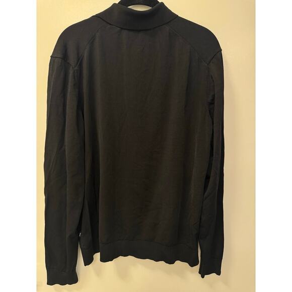 Ted Baker London Men's Size 5/Large Knit Long Sleeve Black 1/4 Zip Polo Top - Picture 2 of 5